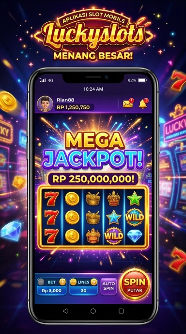 Pengguna sedang menjelajahi kategori aplikasi di LuckySlots.